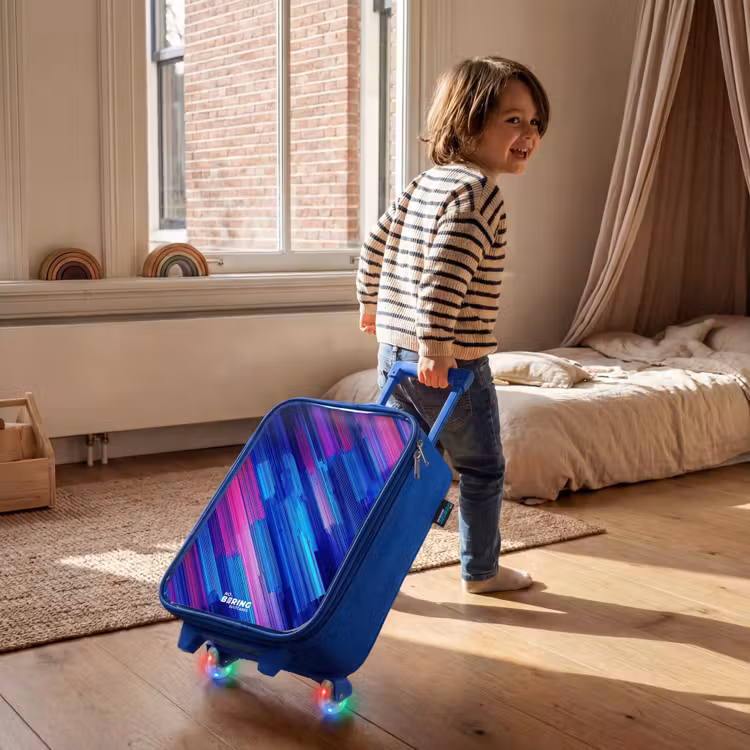 Neon - Strepen - Abstract - Blauw - Roze Kinderkoffer - Blauw klein -sfeer1