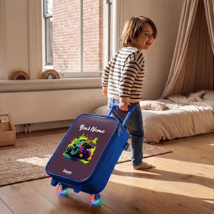 Neon Wheels Kinderkoffer - Blauw klein -sfeer1