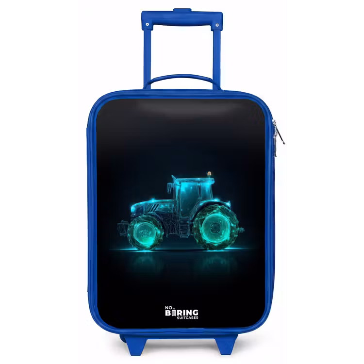 Neontractor op zwarte ondergrond Kinderkoffer - Blauw klein -zz3dotto