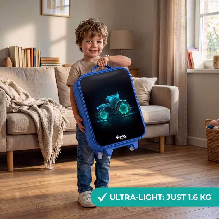 Neontractor op zwarte ondergrond Kinderkoffer - Blauw klein -sfeer2_EN