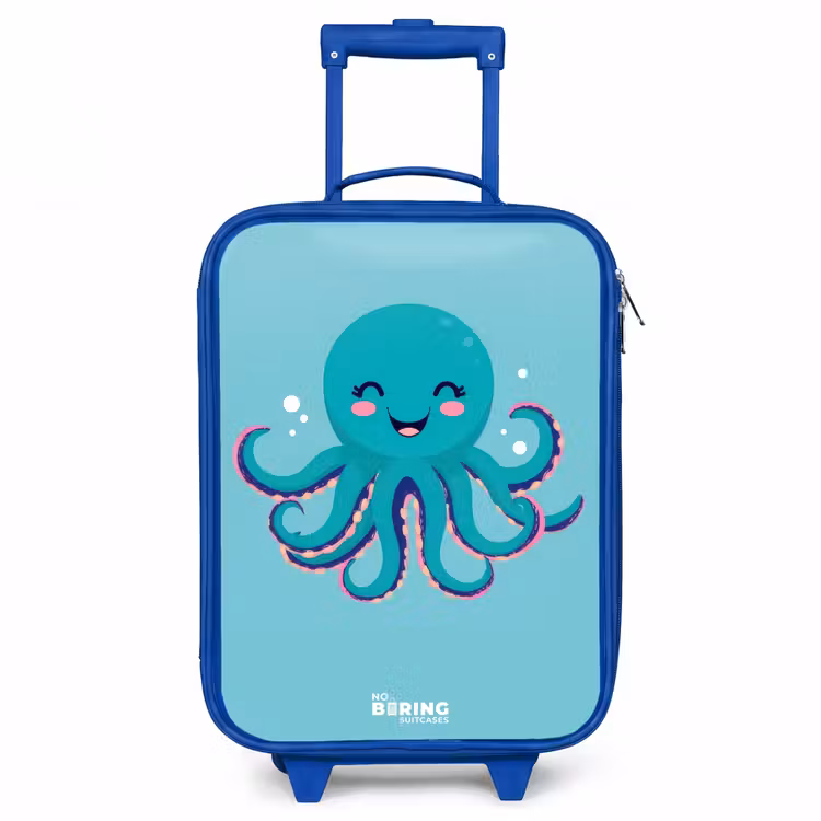Octopus - Water - Blauw Kinderkoffer - Blauw klein -3d