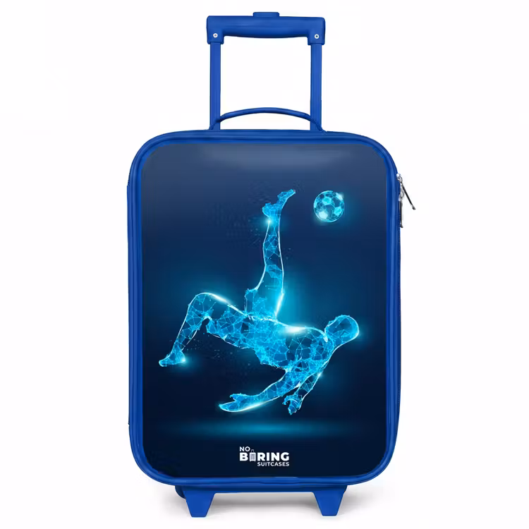 Omhaal in blauw neonvoetbal Kinderkoffer - Blauw klein -3d