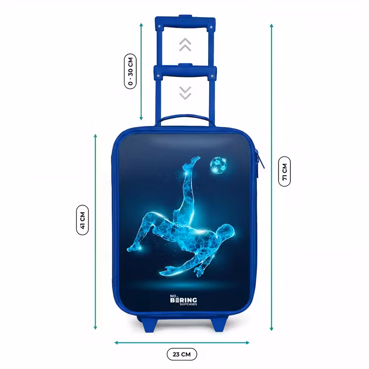 Omhaal in blauw neonvoetbal Kinderkoffer - Blauw klein -productfoto_formaten