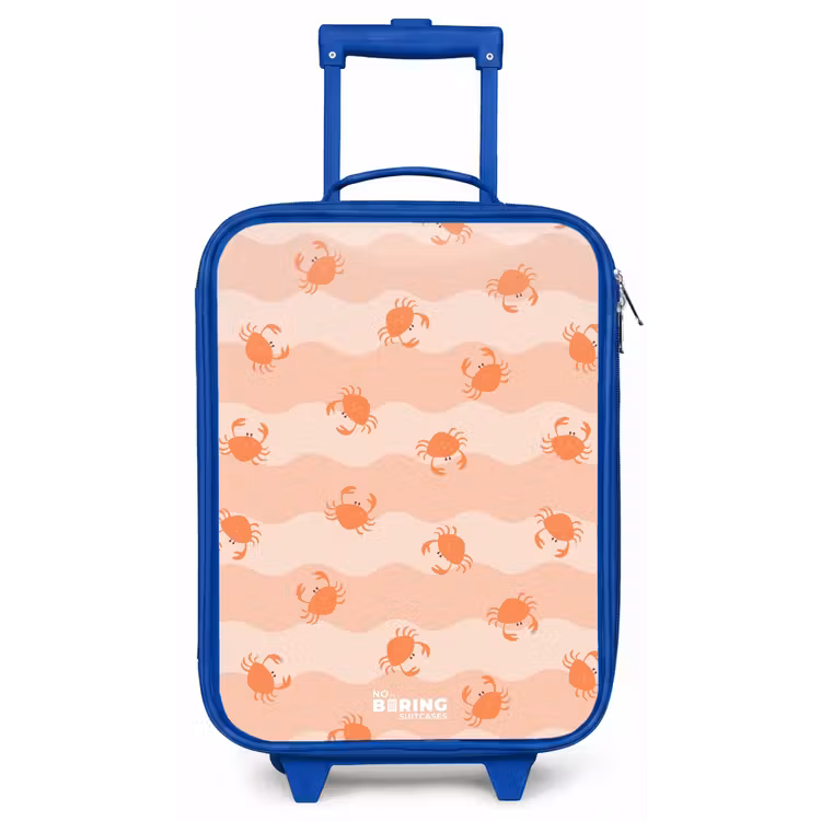 Oranje krabben op golvende achtergrond Kinderkoffer - Blauw klein -zz3dotto