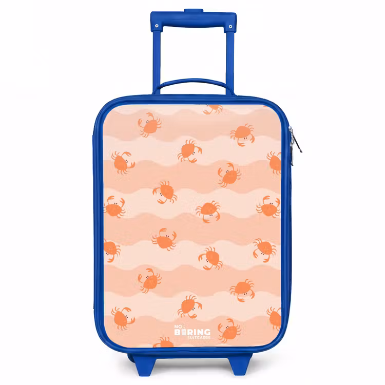 Oranje krabben op golvende achtergrond Kinderkoffer - Blauw klein -3d