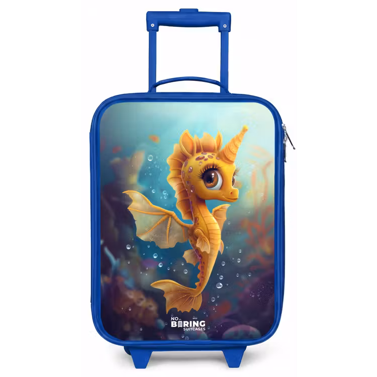 Oranje zeepaardje in het water Kinderkoffer - Blauw klein -zz3dotto