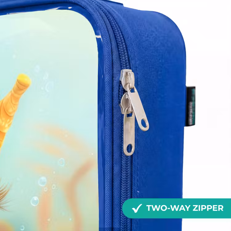 Oranje zeepaardje in het water Kinderkoffer - Blauw klein -rits_EN