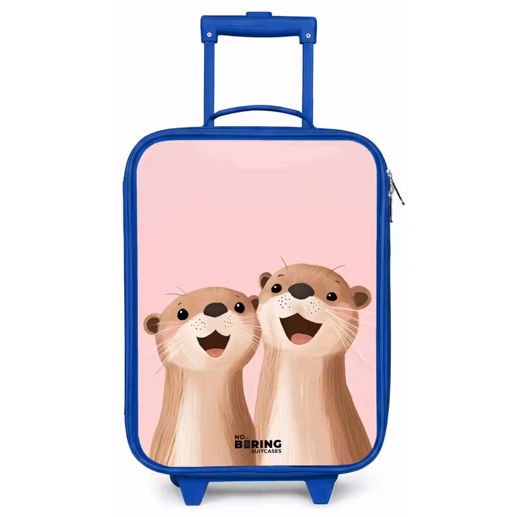 Otters - Lachen - Roze - Illustratie Kinderkoffer - Blauw klein -zz3dotto