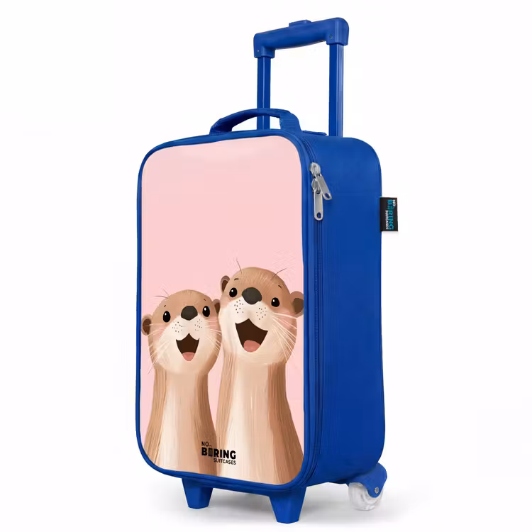 Otters - Lachen - Roze - Illustratie Kinderkoffer - Blauw klein -productfoto_schuin