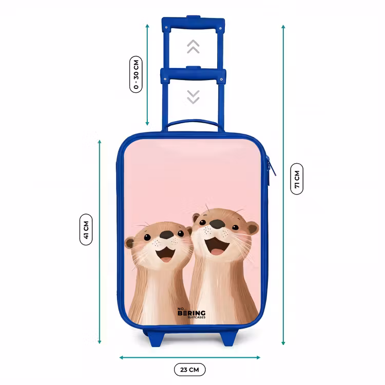 Otters - Lachen - Roze - Illustratie Kinderkoffer - Blauw klein -productfoto_formaten