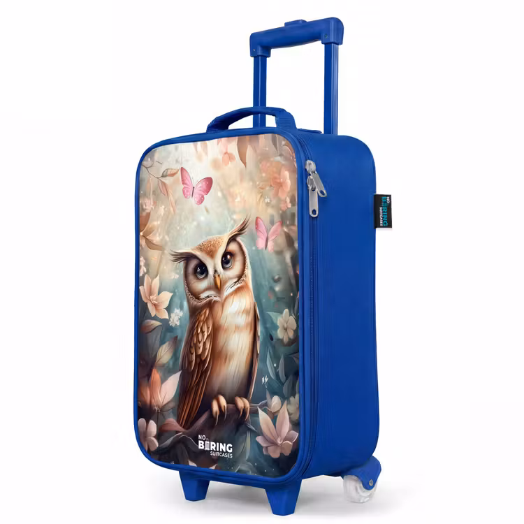 Uil met vlinders in mystiek bos Kinderkoffer - Blauw klein -productfoto_schuin