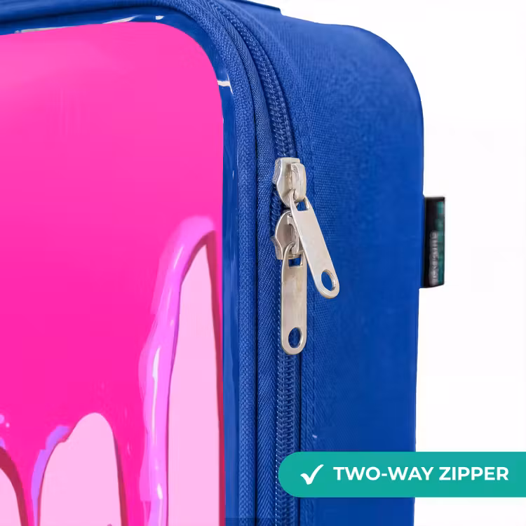 Verf - Smiley - Roze Kinderkoffer - Blauw klein -rits_EN