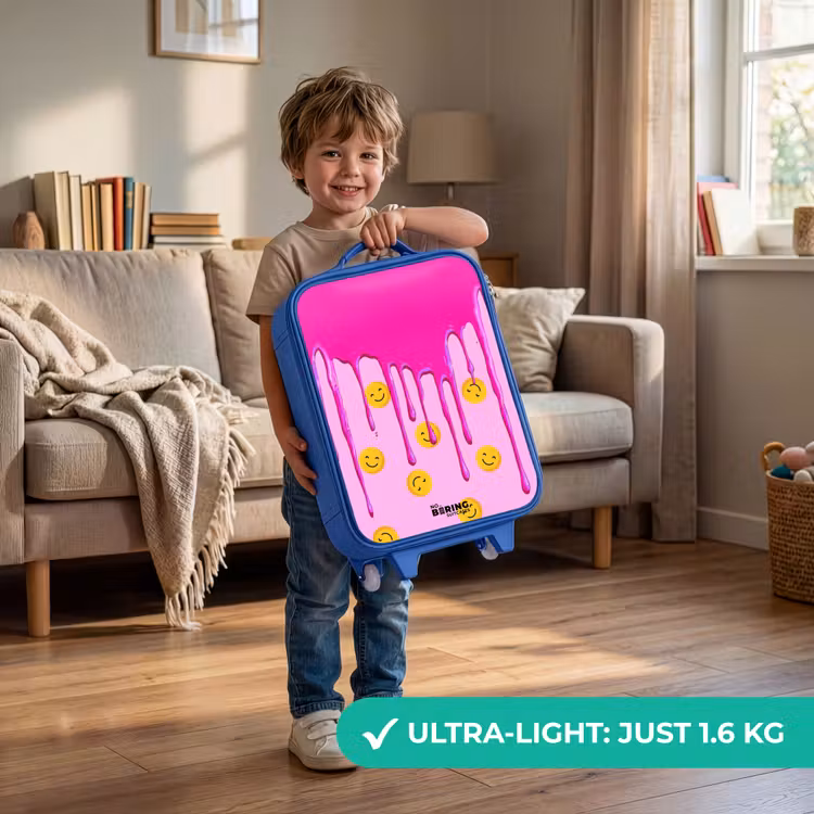 Verf - Smiley - Roze Kinderkoffer - Blauw klein -sfeer2_EN