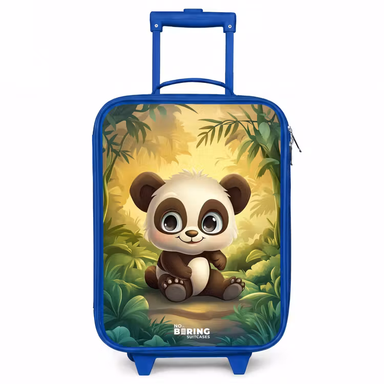 Panda - Bamboebos - Groen Kinderkoffer - Blauw klein -3d