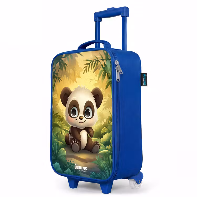 Panda - Bamboebos - Groen Kinderkoffer - Blauw klein -productfoto_schuin