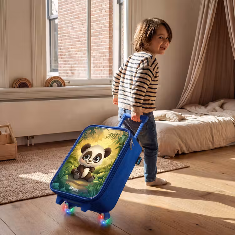 Panda - Bamboebos - Groen Kinderkoffer - Blauw klein -sfeer1