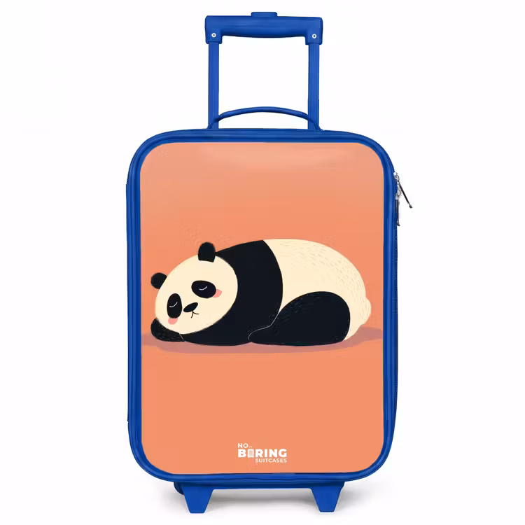 Panda - Slapen - Oranje Kinderkoffer - Blauw klein -3d