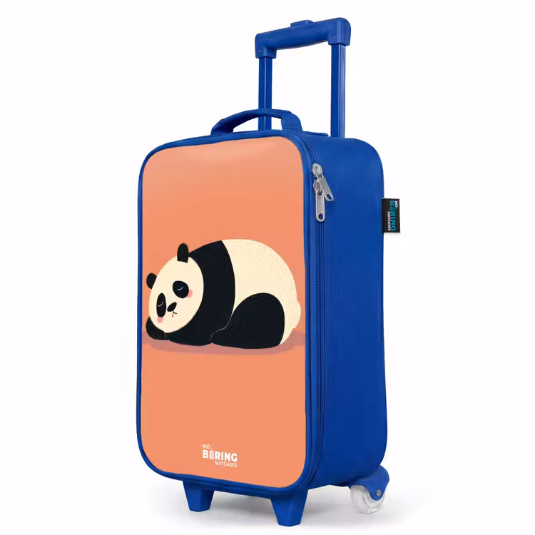 Panda - Slapen - Oranje Kinderkoffer - Blauw klein -productfoto_schuin