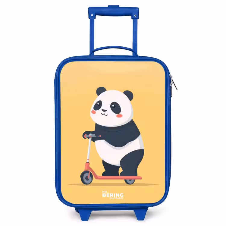 Panda - Step - Geel Kinderkoffer - Blauw klein -3d
