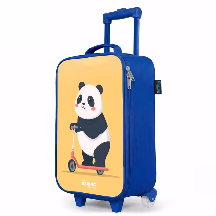 Panda - Step - Geel Kinderkoffer - Blauw klein -productfoto_schuin