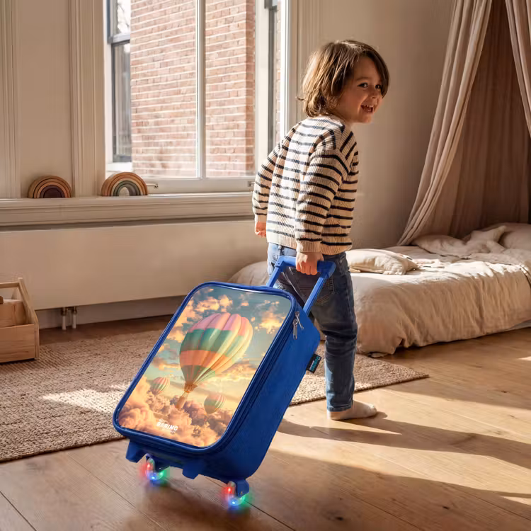 Pastel skyliner Kinderkoffer - Blauw klein -sfeer1
