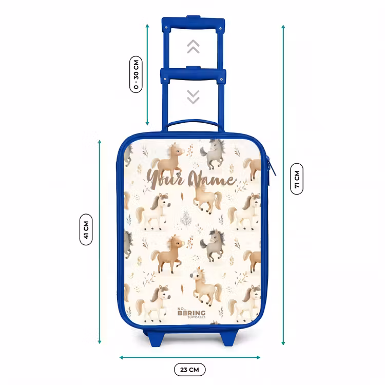 Patroon van veulens in beige en bruin kleuren Kinderkoffer - Blauw klein -productfoto_formaten