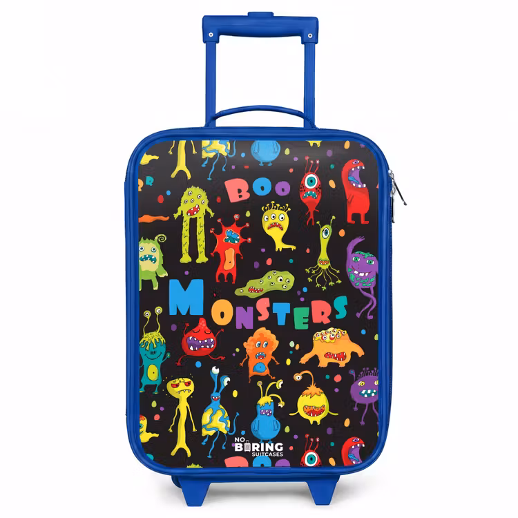 Patroon van monsters Kinderkoffer - Blauw klein -3d