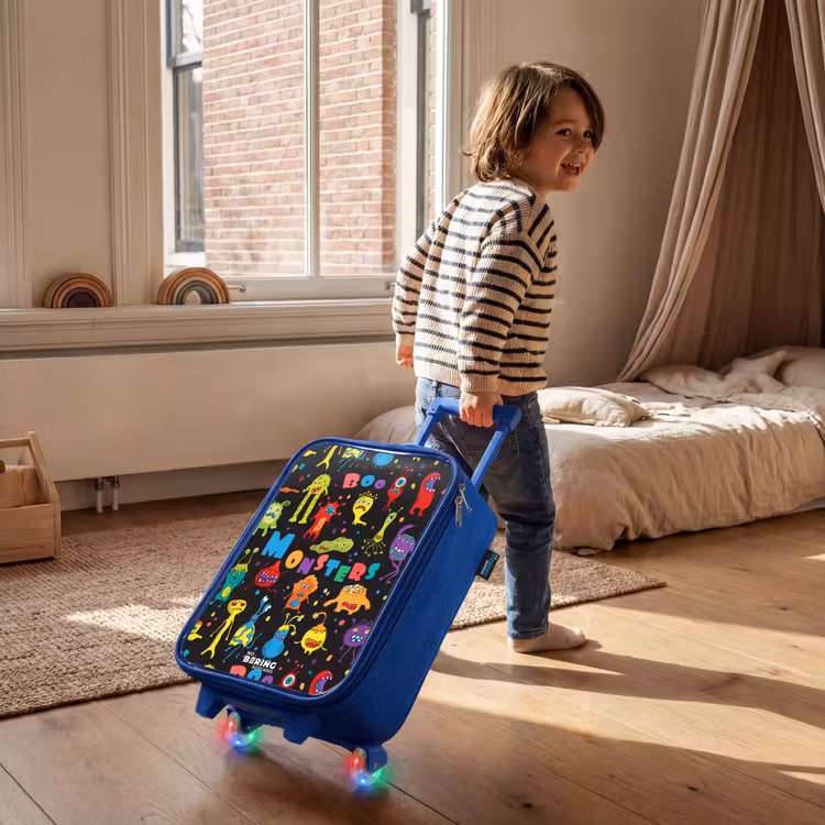 Patroon van monsters Kinderkoffer - Blauw klein -sfeer1
