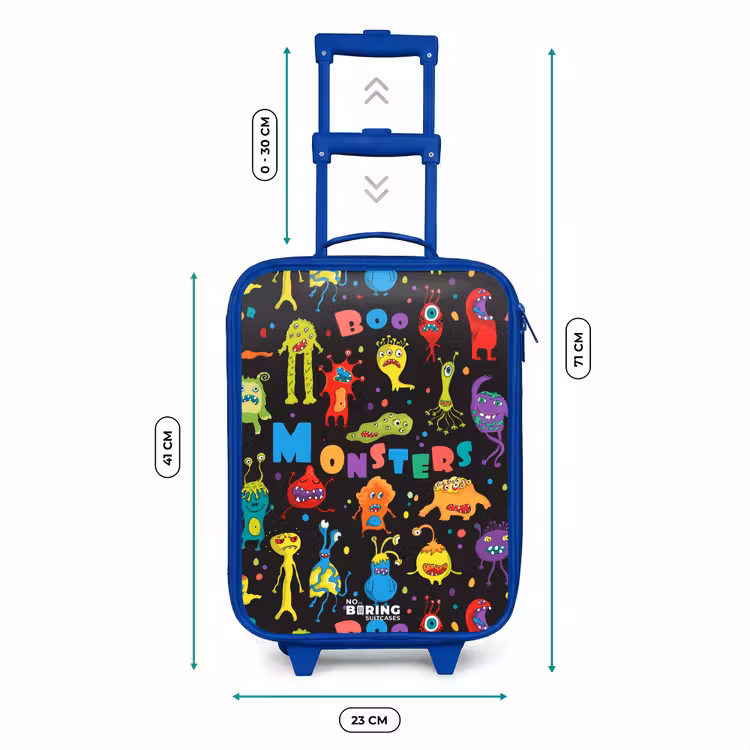 Patroon van monsters Kinderkoffer - Blauw klein -productfoto_formaten