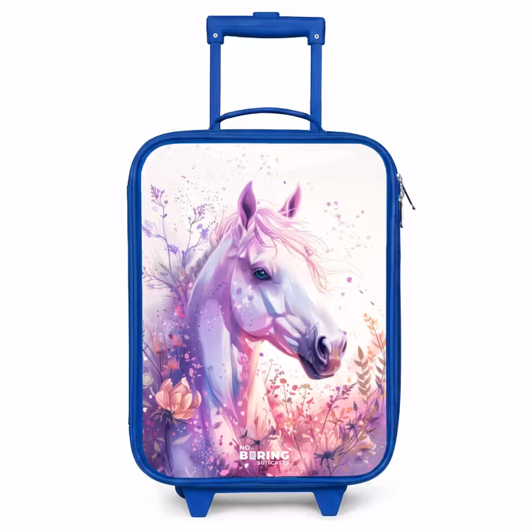 Parelachtige Pony Kinderkoffer - Blauw klein -3d