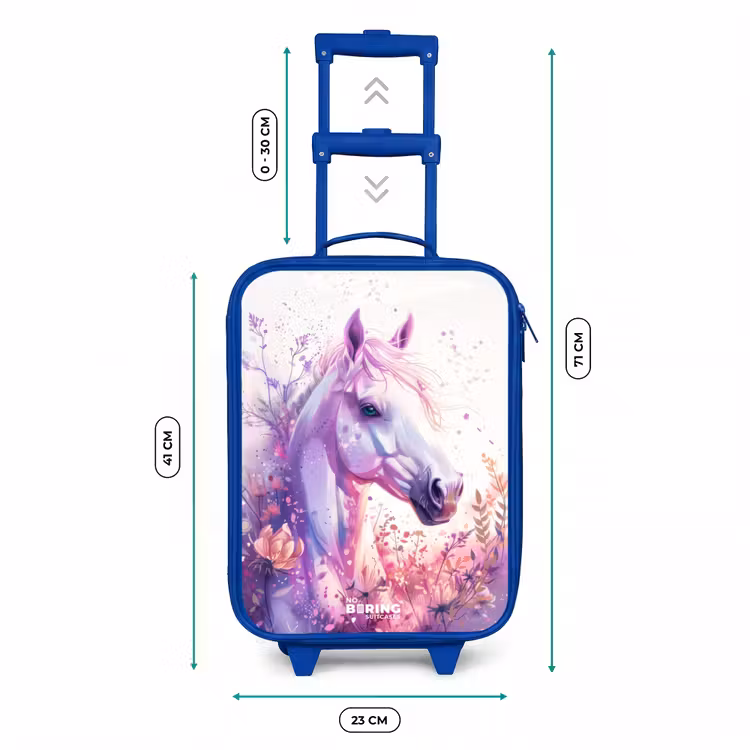 Parelachtige Pony Kinderkoffer - Blauw klein -productfoto_formaten