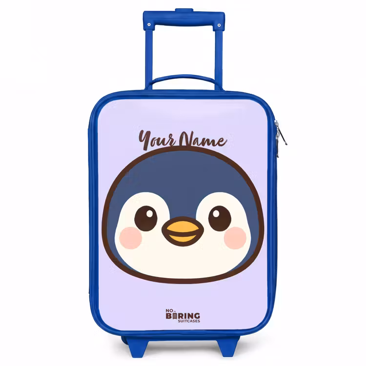 Pinguïn Kinderkoffer - Blauw klein -3d