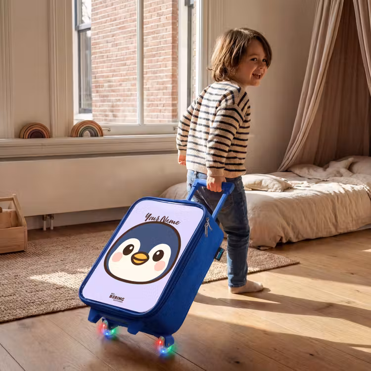 Pinguïn Kinderkoffer - Blauw klein -sfeer1