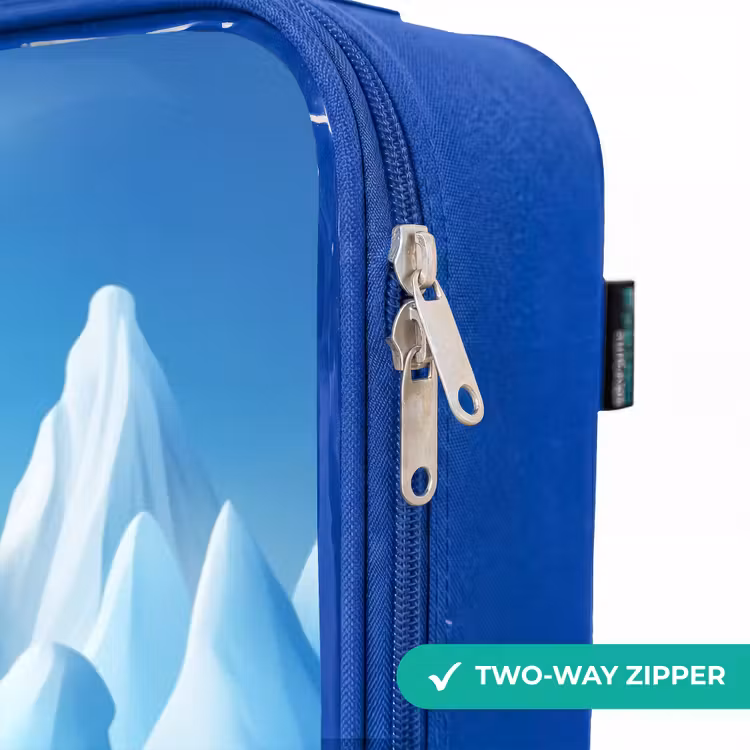 Pinguïn en ijsbeertje op ijsschotsen Kinderkoffer - Blauw klein -rits_EN