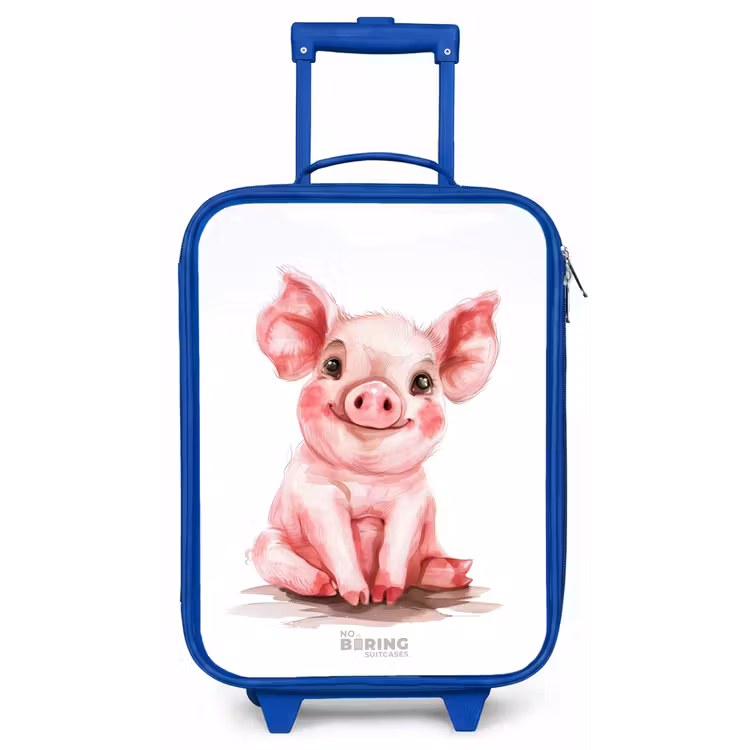 Roze baby varken Kinderkoffer - Blauw klein -zz3dotto
