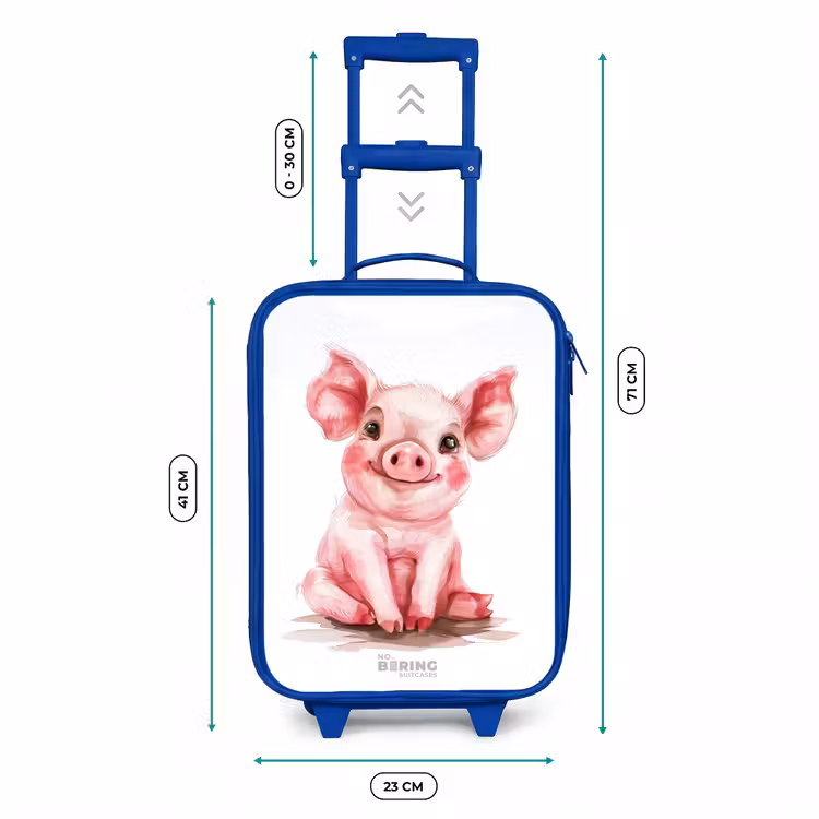 Roze baby varken Kinderkoffer - Blauw klein -productfoto_formaten