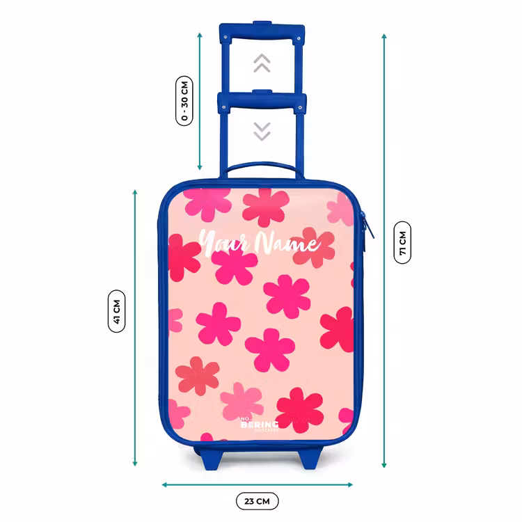 Roze bloemen Kinderkoffer - Blauw klein -productfoto_formaten