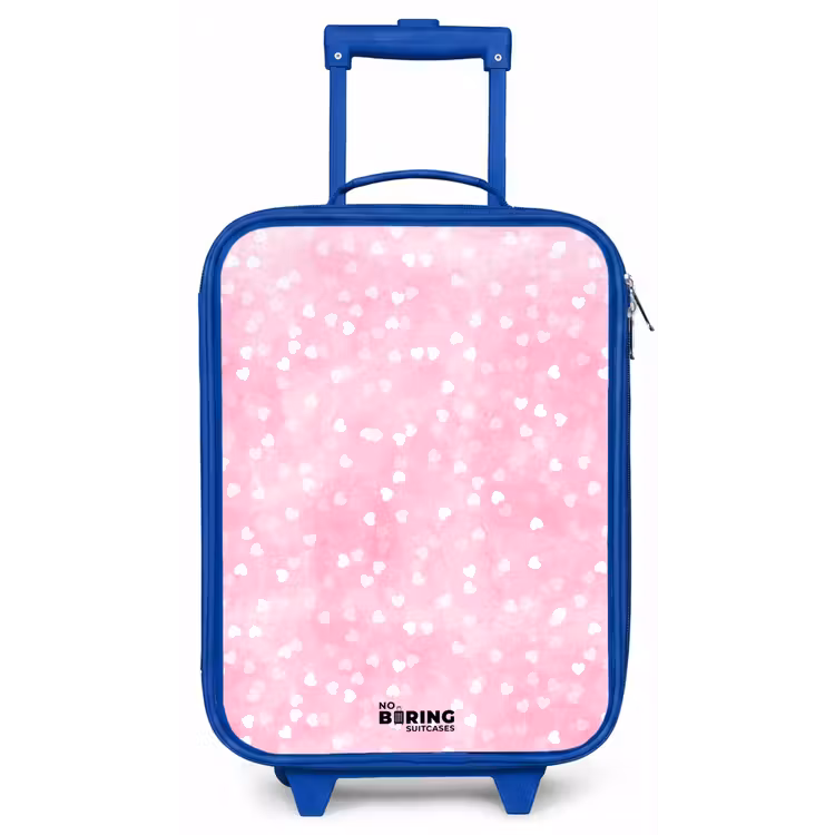 Roze glitter hartjes Kinderkoffer - Blauw klein -zz3dotto