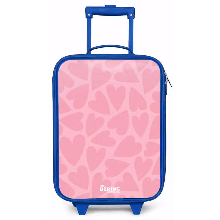 Roze hartjes patroon Kinderkoffer - Blauw klein -zz3dotto
