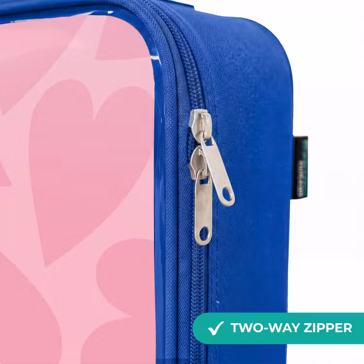 Roze hartjes patroon Kinderkoffer - Blauw klein -rits_EN