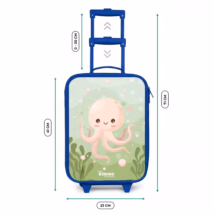 Roze octopus met een lach Kinderkoffer - Blauw klein -productfoto_formaten