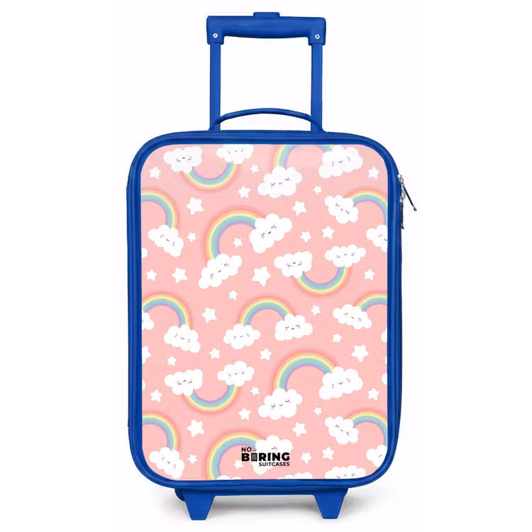 Roze met regenboog patroon Kinderkoffer - Blauw klein -zz3dotto