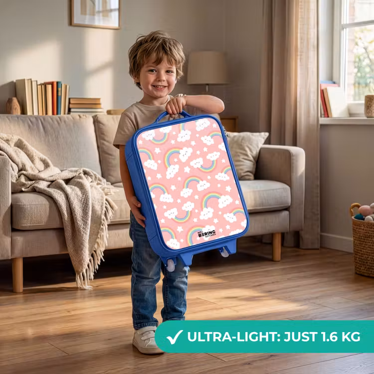 Roze met regenboog patroon Kinderkoffer - Blauw klein -sfeer2_EN