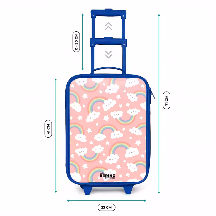 Roze met regenboog patroon Kinderkoffer - Blauw klein -productfoto_formaten