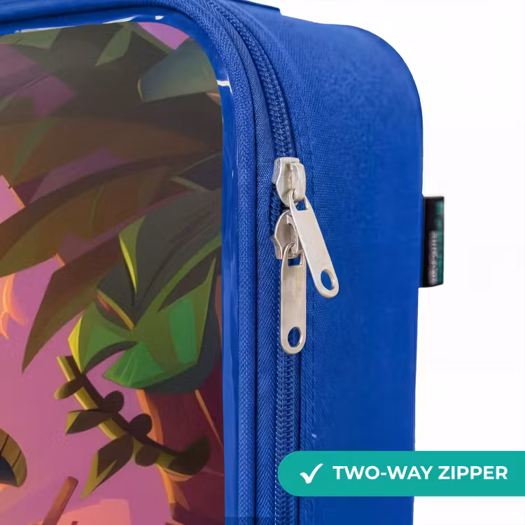 Piraten flamingo op een tropisch pad Kinderkoffer - Blauw klein -rits_EN