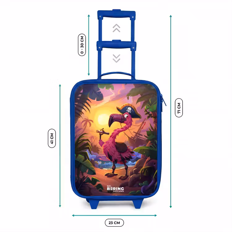 Piraten flamingo op een tropisch pad Kinderkoffer - Blauw klein -productfoto_formaten