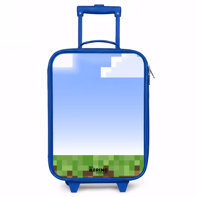 Pixel wereld Kinderkoffer - Blauw klein -3d