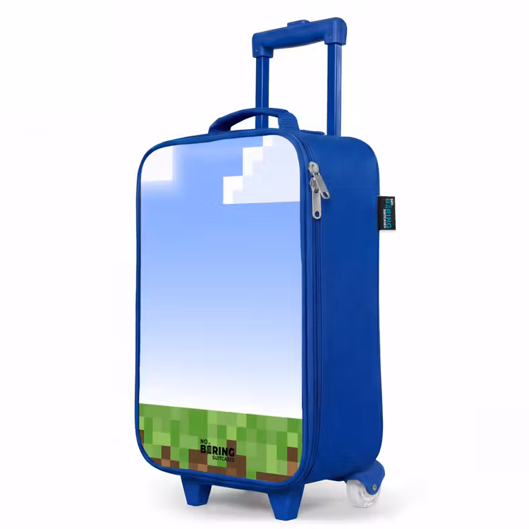 Pixel wereld Kinderkoffer - Blauw klein -productfoto_schuin