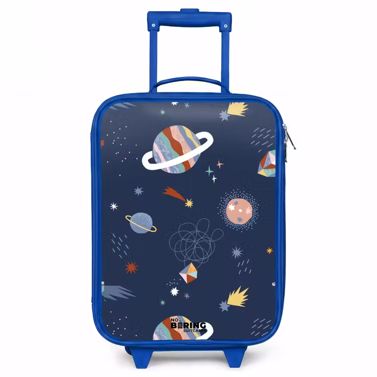 Planeten in de hemel Kinderkoffer - Blauw klein -3d