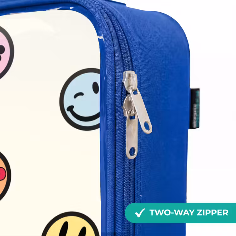 Speelse smiley-mix Kinderkoffer - Blauw klein -rits_EN
